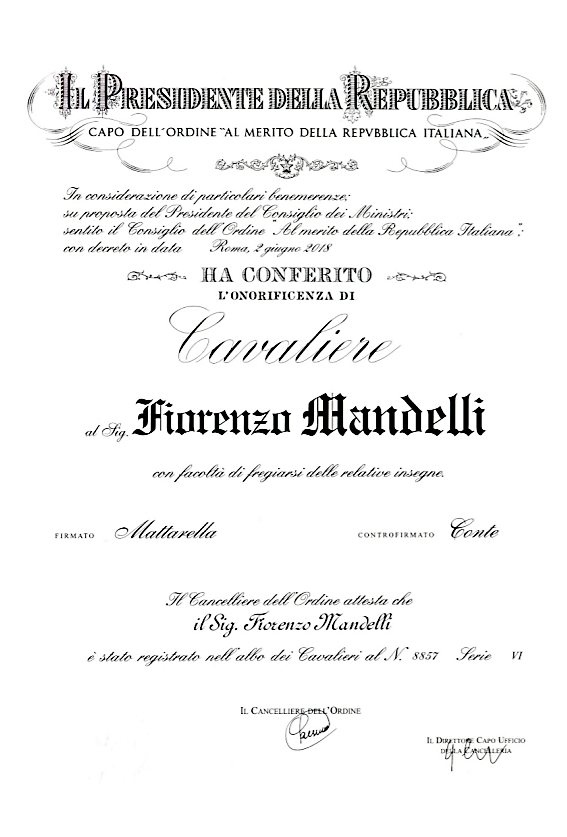 Fiorenzo Mandelli Cavaliere della Repubblica